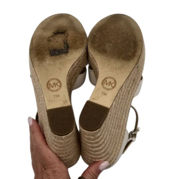 MICHAEL MICHAEL KORS Womens Beige 1" Platform Maggie Wedge Espadrille Shoes - Si - Picture 7 of 8